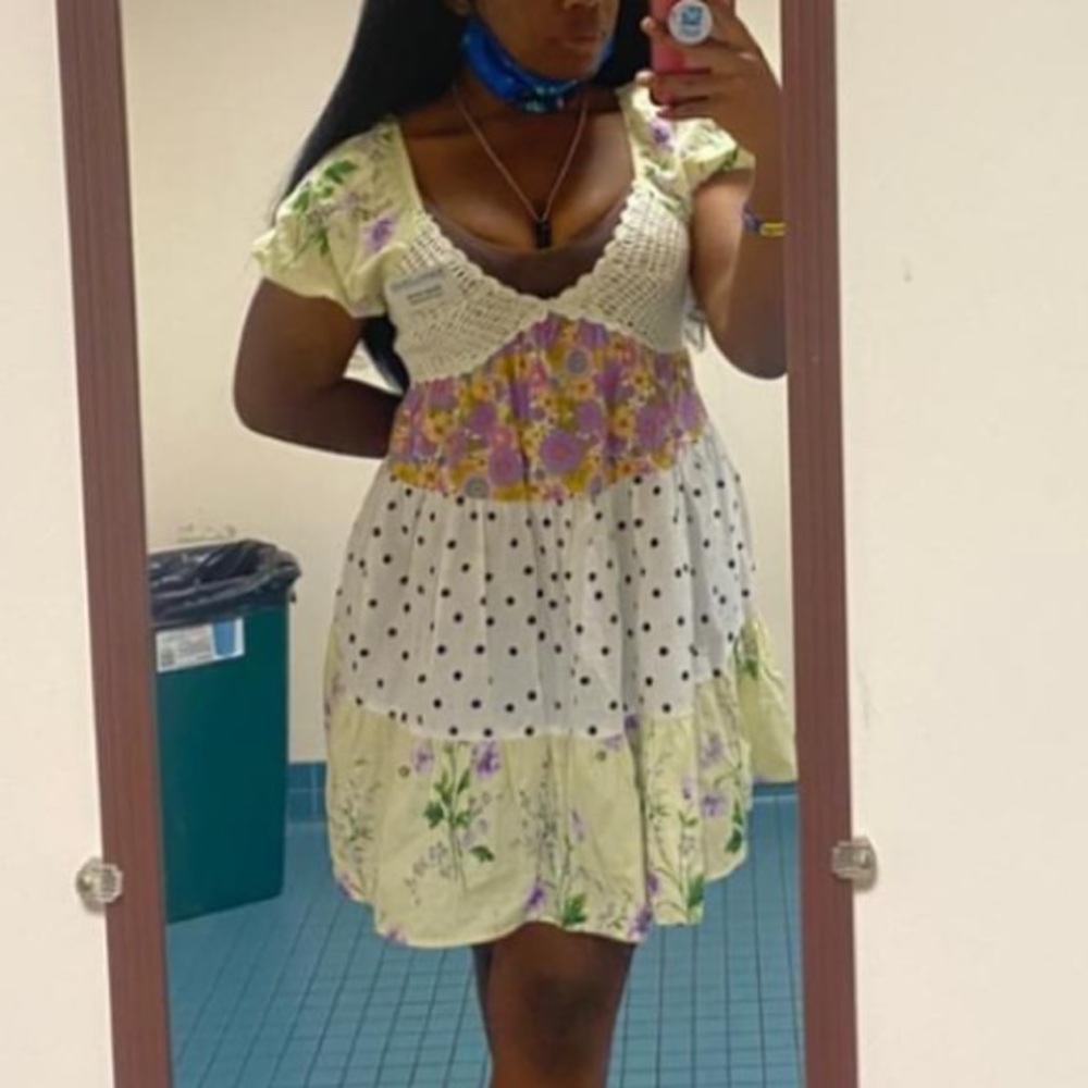 Mixed fabric print mini asos dress